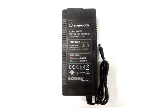Emoko black fast charger for e-bike battery with power cable and safety labels